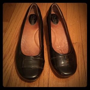 Padded black flats :Clarks